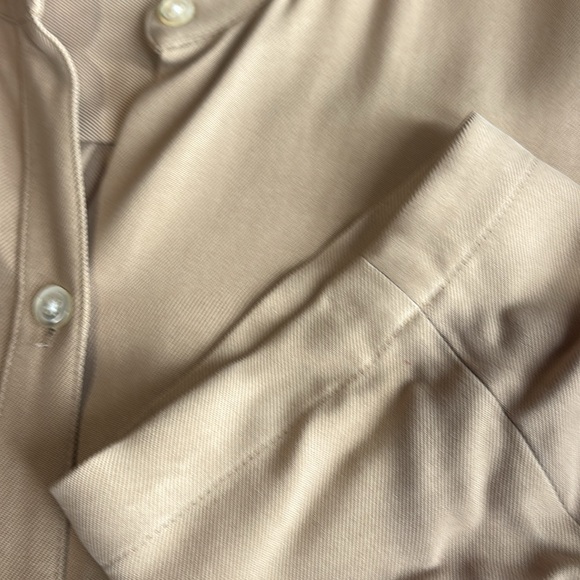 Ralph Lauren silk button down tunic. Tan color size large - Picture 7 of 7